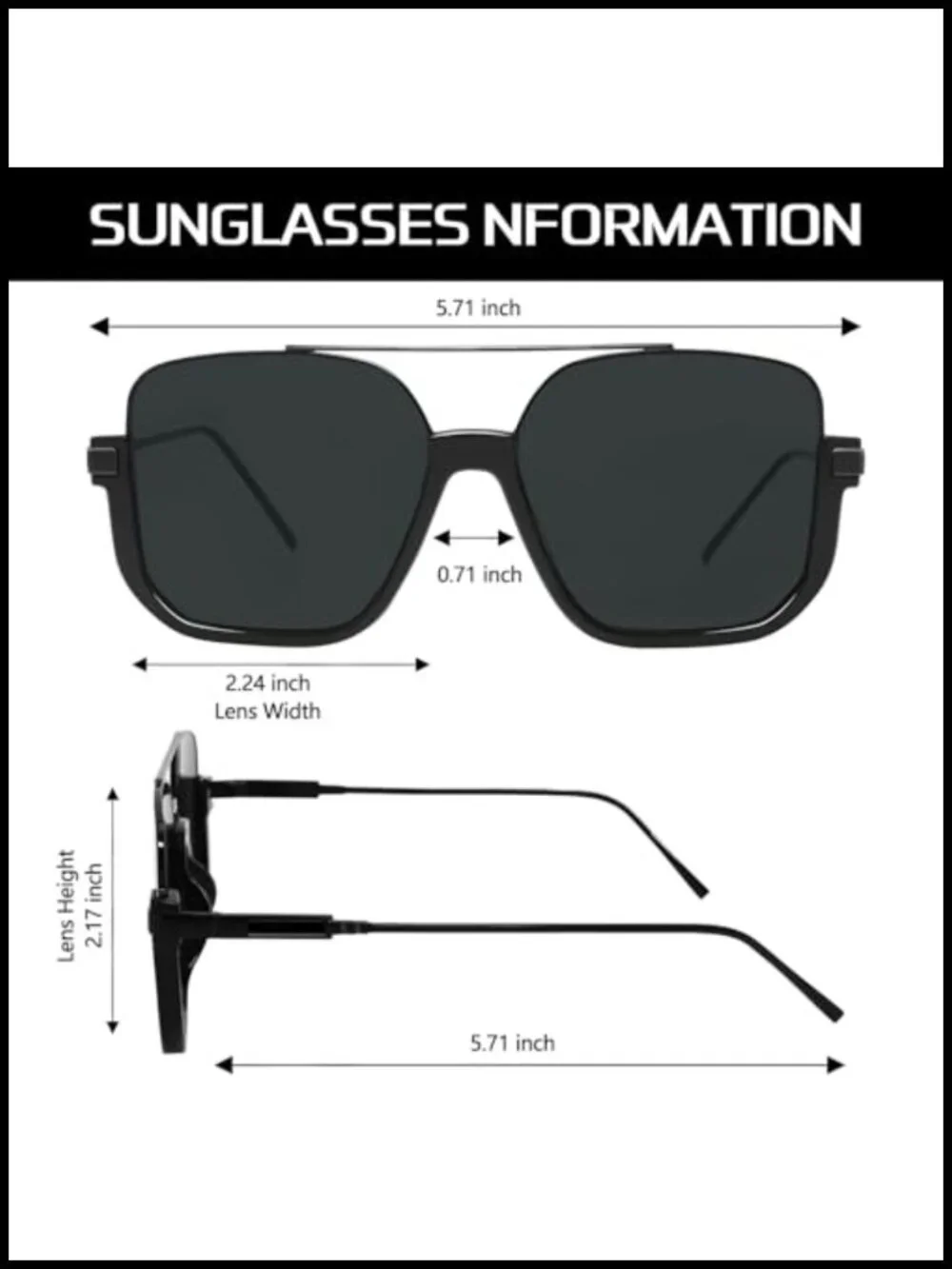 Retro Oversized Aviator Sunglasses Square Double Bridge Pilot 70s Trendy Shades